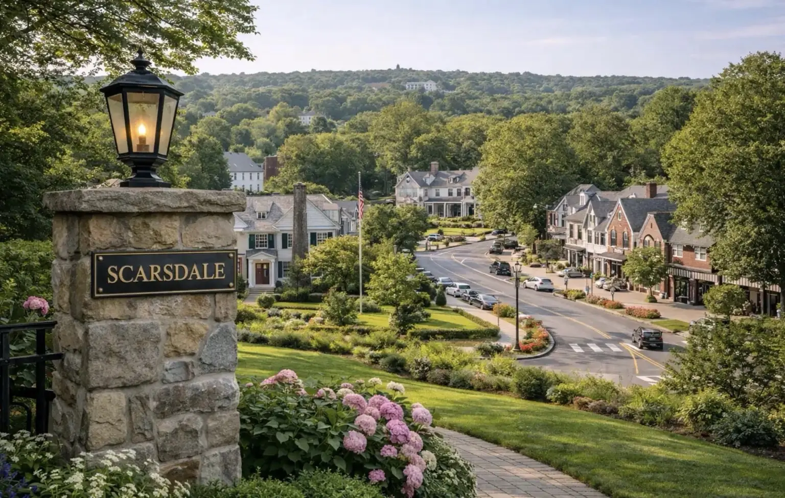 Scarsdale neighborhood and village view
