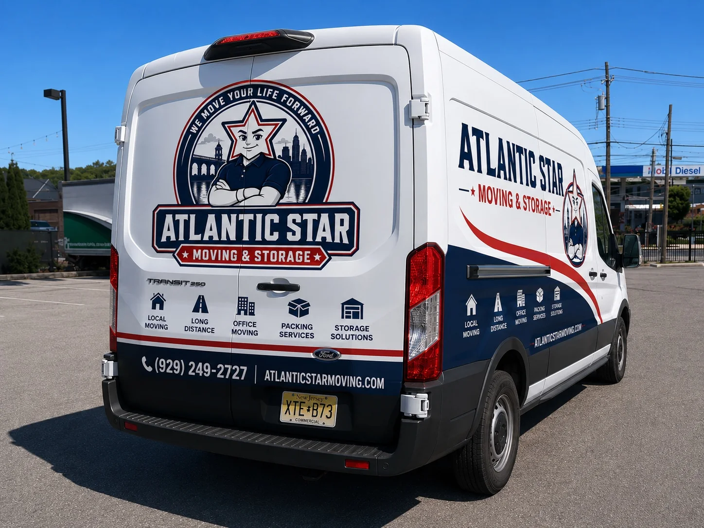 Atlantic Star Moving & Storage branded moving van